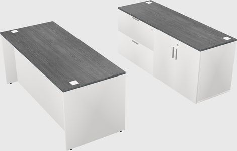 Parallel desk with credenza