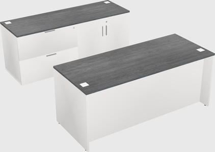 Parallel desk with credenza