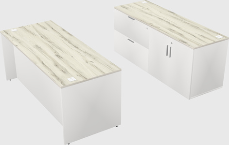 Parallel desk with credenza