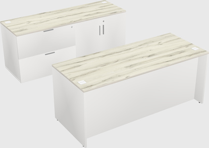 Parallel desk with credenza