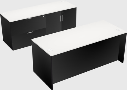 Parallel desk with credenza