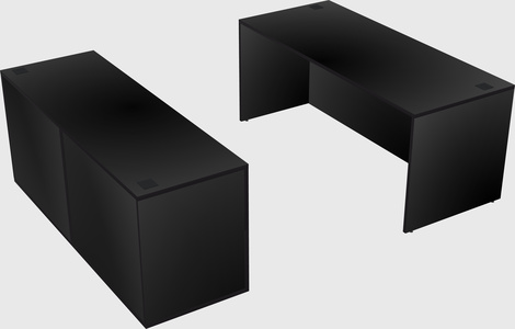 Parallel desk with credenza