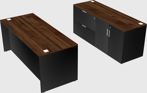 Parallel desk with credenza