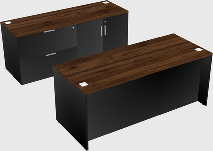 Parallel desk with credenza