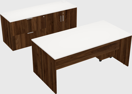 Parallel desk with credenza
