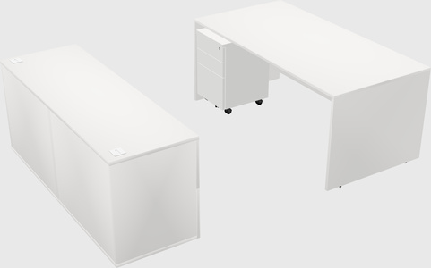 Parallel desk with credenza