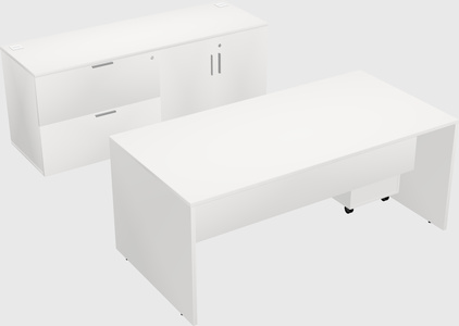 Parallel desk with credenza
