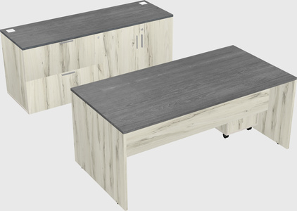 Parallel desk with credenza
