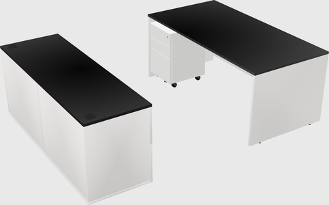 Parallel desk with credenza