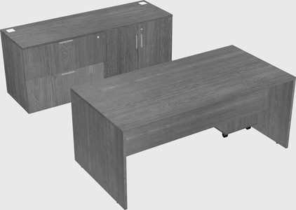 Parallel desk with credenza