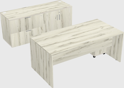 Parallel desk with credenza
