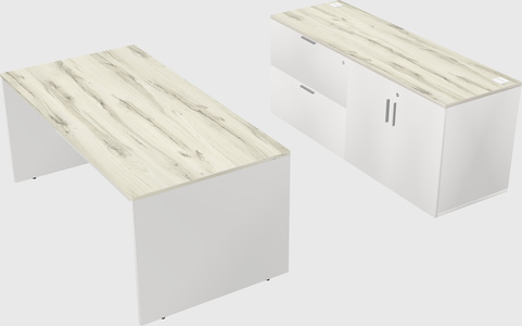 Parallel desk with credenza
