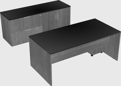 Parallel desk with credenza