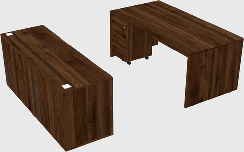 Parallel desk with credenza