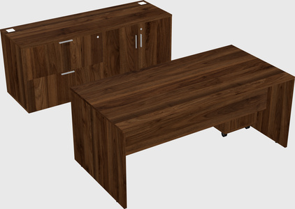 Parallel desk with credenza