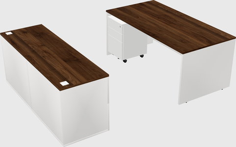 Parallel desk with credenza