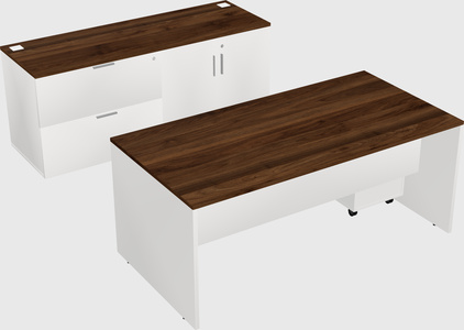 Parallel desk with credenza