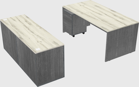 Parallel desk with credenza
