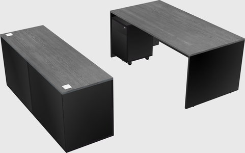Parallel desk with credenza