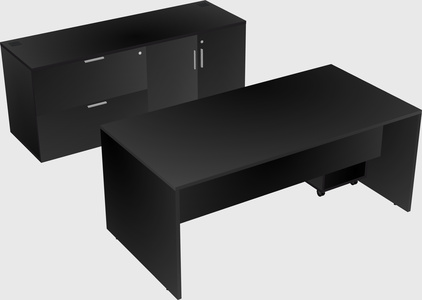 Parallel desk with credenza