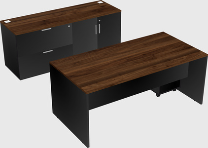 Parallel desk with credenza