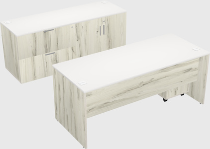 Parallel desk with credenza