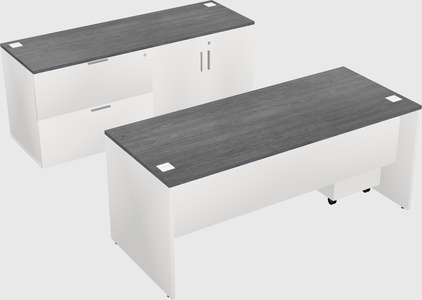 Parallel desk with credenza