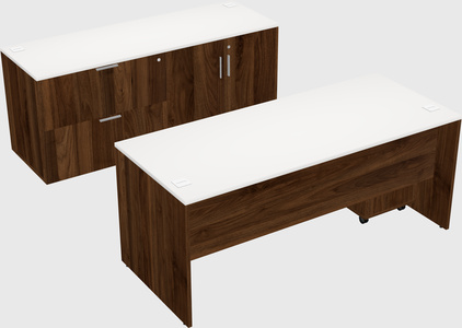 Parallel desk with credenza