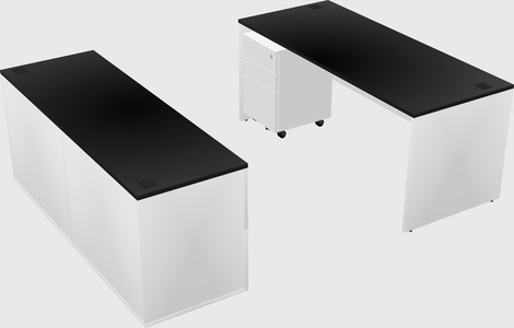Parallel desk with credenza