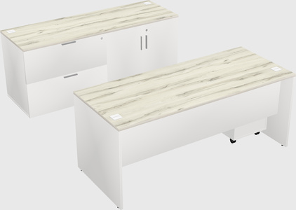 Parallel desk with credenza