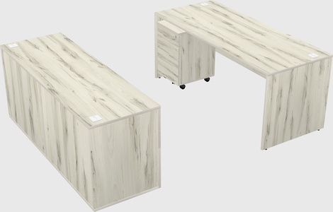 Parallel desk with credenza