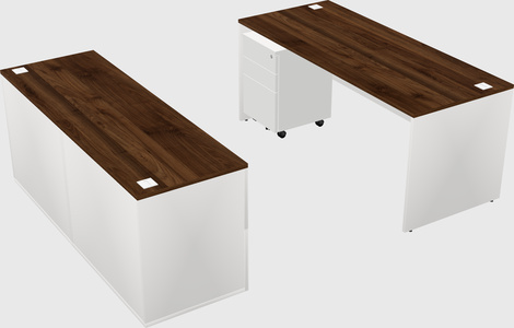 Parallel desk with credenza
