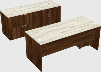 Parallel desk with credenza