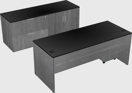 Parallel desk with credenza