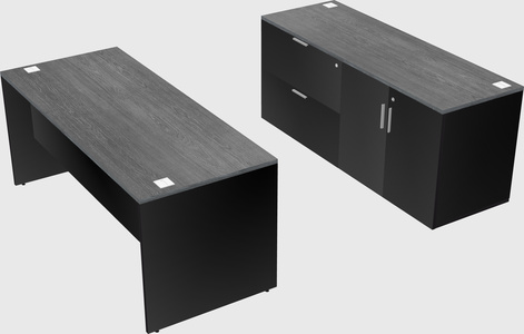 Parallel desk with credenza
