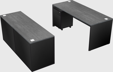 Parallel desk with credenza