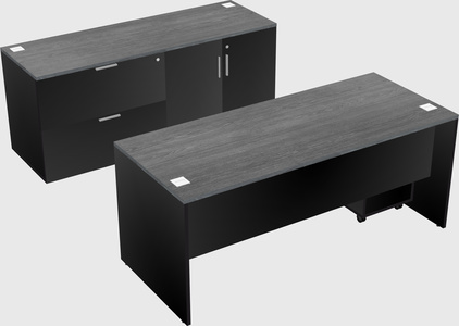 Parallel desk with credenza
