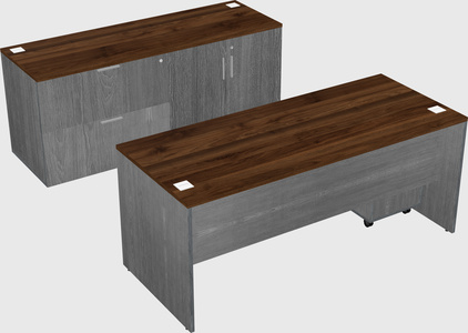Parallel desk with credenza
