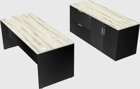 Parallel desk with credenza