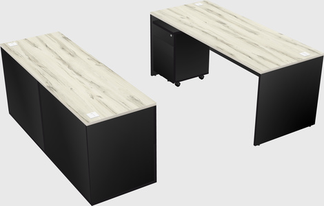 Parallel desk with credenza
