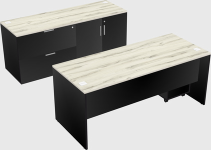 Parallel desk with credenza