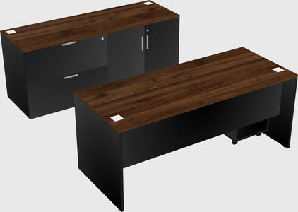 Parallel desk with credenza