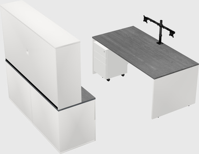 Parallel desk with credenza