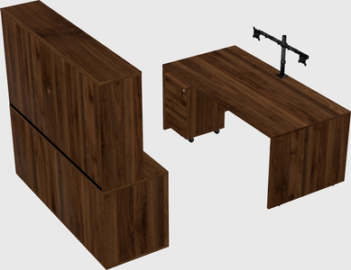 Parallel desk with credenza