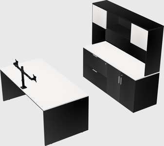 Parallel desk with credenza