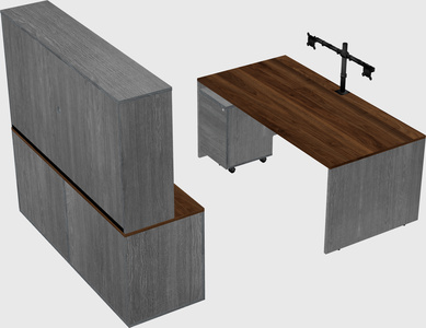 Parallel desk with credenza