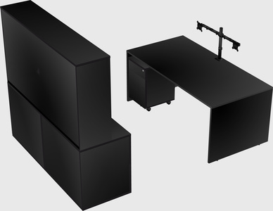 Parallel desk with credenza
