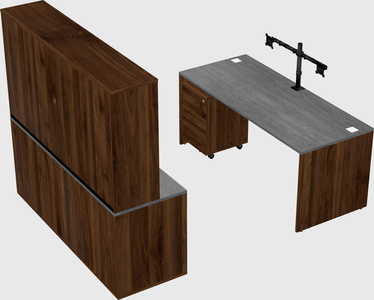 Parallel desk with credenza