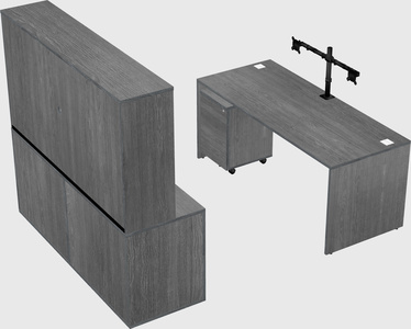 Parallel desk with credenza