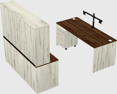 Parallel desk with credenza